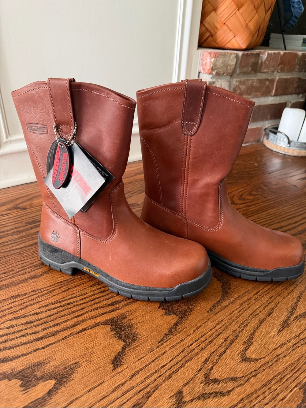 Wolverine Steel Toe Brown Leather Pull-On Work Boots